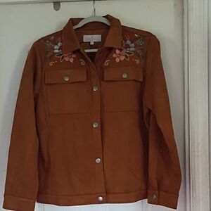 Laurie Suede Tan Embroidered Blazer
